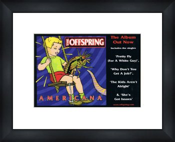 OFFSPRING Americana - Custom Framed Original Ad 34x28cm 23mm black wood frame with white mat Glazed 