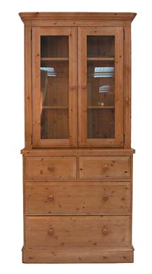 OLD MILL 3FT GLASS TOP DRESSER WITH DRAWERS