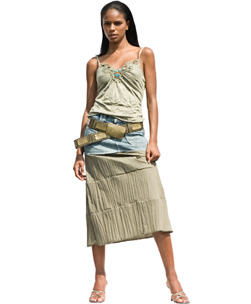 Olive Cotton & Denim Skirt Size 10