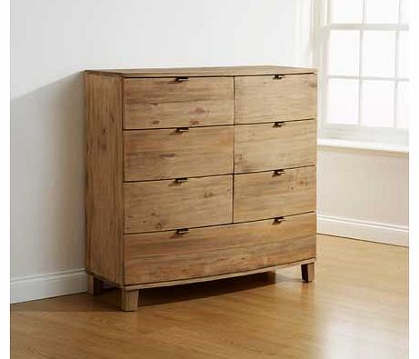 The Olivia range features a bow fronted design and brushed brass effect handles to give a truly rustic finish to any bedroom. Part of the Olivia collection Size H115. W151. D48cm. Wood. 7 drawers with metal runners. Metal handles. Self-assembly - 2 p