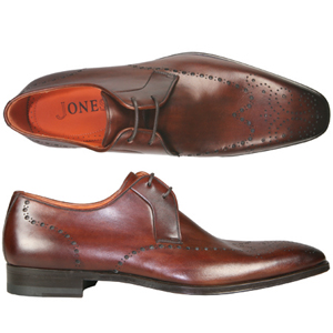 A 2 tie formal Derby shoe from Jones Bootmaker. Features decorative punching and leather lining.The 