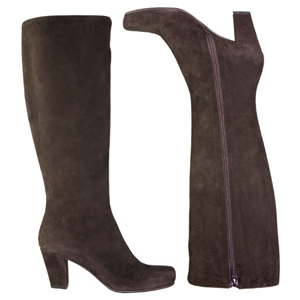 A knee high Suede boot from Jones Bootmaker 'One' range. Features a chiseled toe, covered he