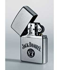 Original Zippo Jack Daniels Old No 7; on satin chrome windproof petrol lighter in gift tin.Size (H)8