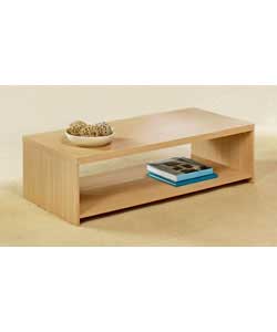 Light oak finish coffee table with contemporary look thick top panel.Size (L)120, (W)49.6,