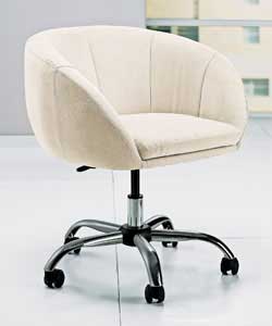 Size (H)68 to 75.5, (W)69, (D)52cm.Modern tub style chair swivel chair with chrome gas lift and base