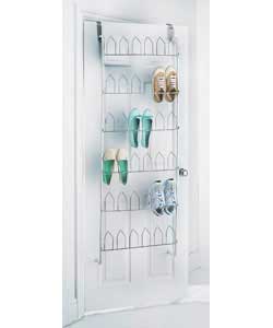 White.Over door shoe storage system.Holds up to 18 pairs of shoes (size UK 8 mens).Size (H)161, (W)5