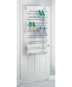 Space saving over door shoe storage. Holds up to 24 pairs of shoes.  Size without hangers (H)126, (W