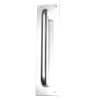 Polished silver anodised aluminium round pull handle on back plate. Back plate measures 305x76x3mm, 