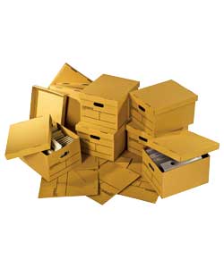 Document storage.Brown corrugated board.Stackable.Storage capacity 0.37cu metres.Size (H)26, (W)34, 