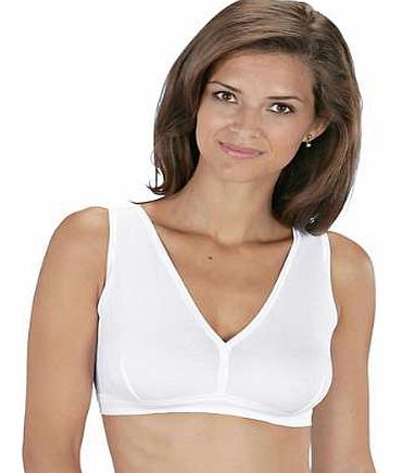 A pack of two comfortable non wired bra tops in a soft, feel good fabric with elegant, elasticated satin trims. Bra Top Features: V-neck and bust darts Wide, comfortable cushioning under the bust Smooth and gentle fine ribbed fabric Washable max. 60