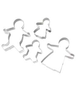 Unbranded Pack of 4 Gingerbread Family Cutters