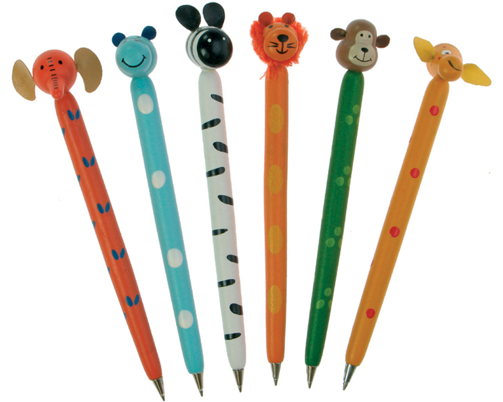 Make writing more fun with jungle themed pens. Assorted pack of six.