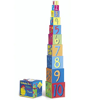 Brightly-coloured stackable blocks to encourage children to learn about numbers  colours and shapes
