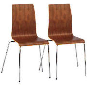 Unbranded Padova Pair of plywood stacking chairs, Walnut