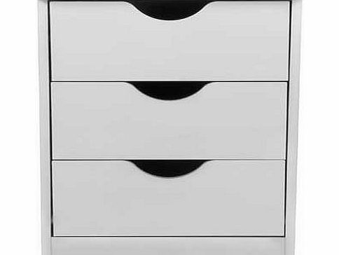 Unbranded Pagnell 3 Drawer Bedside Chest - White