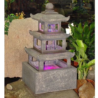 Unbranded Pagoda with Coloured LED Water Feature