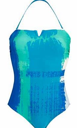 Unbranded Paint Print Bandeau Swimsuit