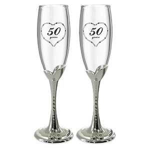 Unbranded Pair 50th Wedding Anniversary Silver Stem