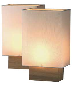 Pair of Contemporary Light Wood Base Table Lamps
