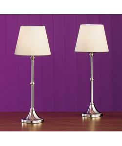 Unbranded Pair of Cream Candlestick Table Lamps