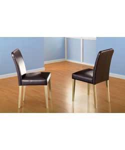 Size (W)45, (D)53, (H)85cm.Chairs with brown faux leather upholstered seat pad and back rest, and oa