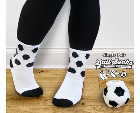 Pair of Football Style Socks - Ball SocksLet your feet match your favourite sport with a pair of Ball Socks.Ball Socks are a pair of funky socks which look like a football when they are rolled up. At the end of a day when you take your socks off, rol