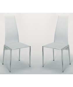 Size (W)46, (D)52, (H)98.5cm.Chrome metal legs and a white leather effect seatpad and backrest. Self