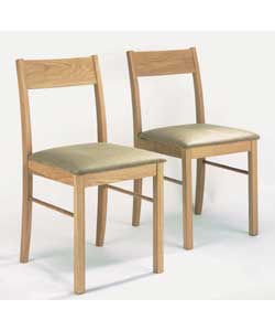 Pair of Javia Oak Faux Suede Dining Chairs