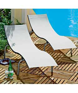 Unbranded Pair of Sicily Loungers- White