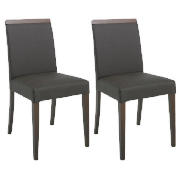 Unbranded Pair of Siena Chairs, Brown Leather with walnut