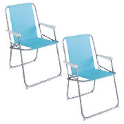 Unbranded Pair of spring tension chairs, Duck egg