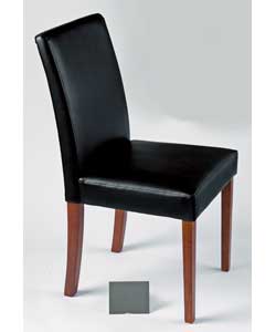 Leather Effect chairs with upholstered seatpad and backrest.Solid rubber wood legs.Size (W)43, (D)52