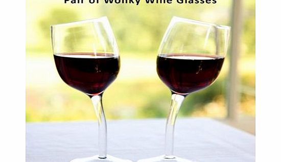 Unbranded Pair of Wonky Wine Glasses (2 Glasses) 3925C