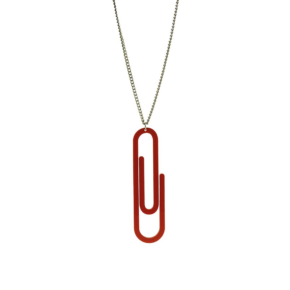 Paper Clip Necklace - Red