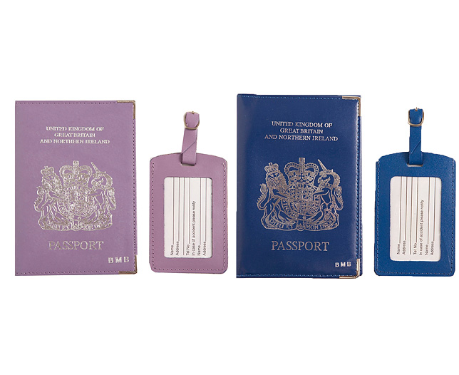 Unbranded Passport Cover/Tags 1 1 FREE Pers - Navy and Lilac