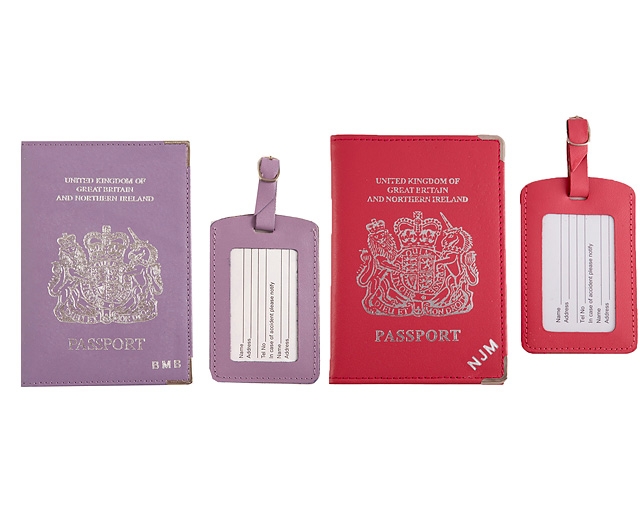 Unbranded Passport Cover/Tags 1 1 FREE Pers - Pink and Lilac