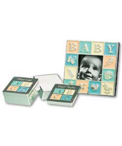 Pastel Silver Plated Enamel Baby Frame/First Tooth/Curl Set