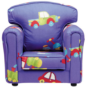 Bright child-size armchairs with 100% cotton cover