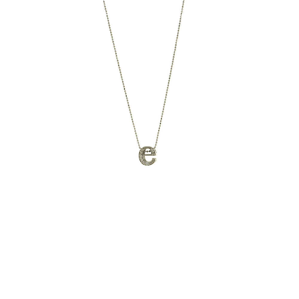 Unbranded Pave Letter E Necklace - White Gold