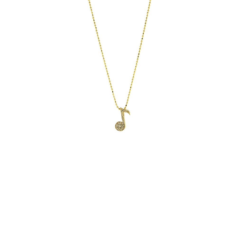 Unbranded Pave Note Pendant - Gold