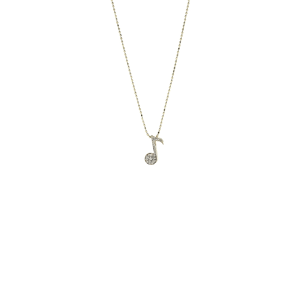 Unbranded Pave Note Pendant - White Gold