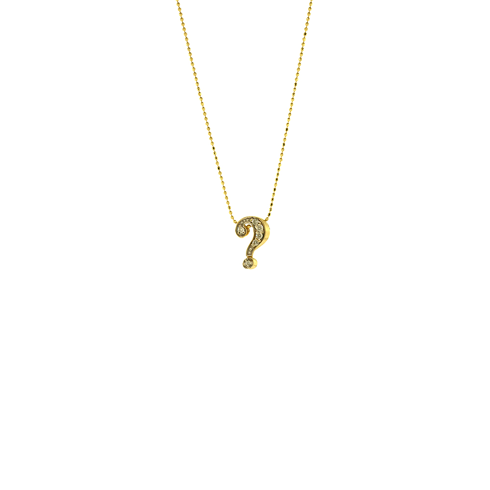 Unbranded Pave Question Mark Necklace - Yellow Gold