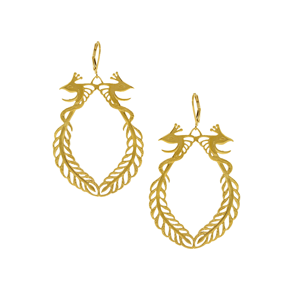 Unbranded Peacock Earrings - Gold