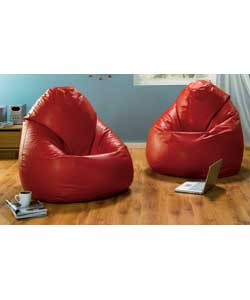 Unbranded Pear Shaped Leather Effect Beanbag x 2 - Red