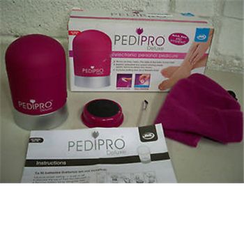 This is a Brand New item that is a customer return. Packaging may not be perfect and has been opened to check the contents.Pedi Pro Deluxe is a pedicure treatment that fits in the palm of your hand. This electronic personal body care system has a hig