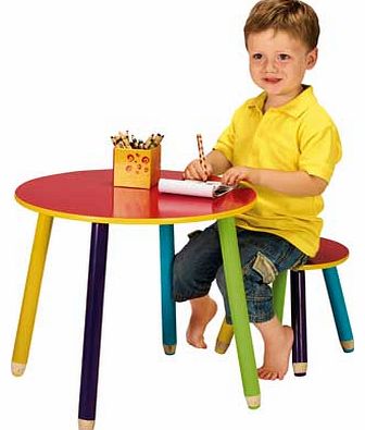 Children will be thrilled to have this fun pencil table and stool in their bedroom or playroom. Kids can use this beautifully printed. sturdy MDF table and stools for drawing. colouring or eating on! This is a practical and fun piece of furniture. Ta
