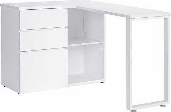 Add some style to your home office with the modern Peninsular office desk. Finished in bright white. this is the perfect desk to house all your essential office items. Features two height adjustable shelves with a sliding door. the Peninsular will lo