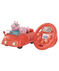 Turn the steering wheel and control where the Peppa Pig car goes. Press for forward; or reverse;