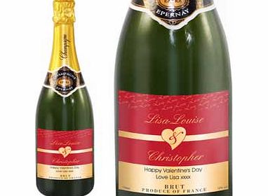 This Couples Heart Champagne would make a perfect gift for Valentines Day  weddings or anniversaries.This Champagne can be personalised with each name up to 12 characters  and a message of over two lines of 30 characters. Please note- and is fixed t