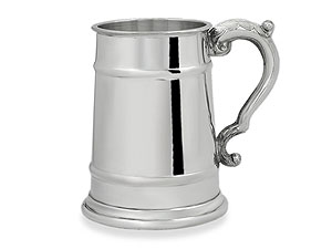 Unbranded Pewter Crook Handle Ringed One Pint Tankard 013644